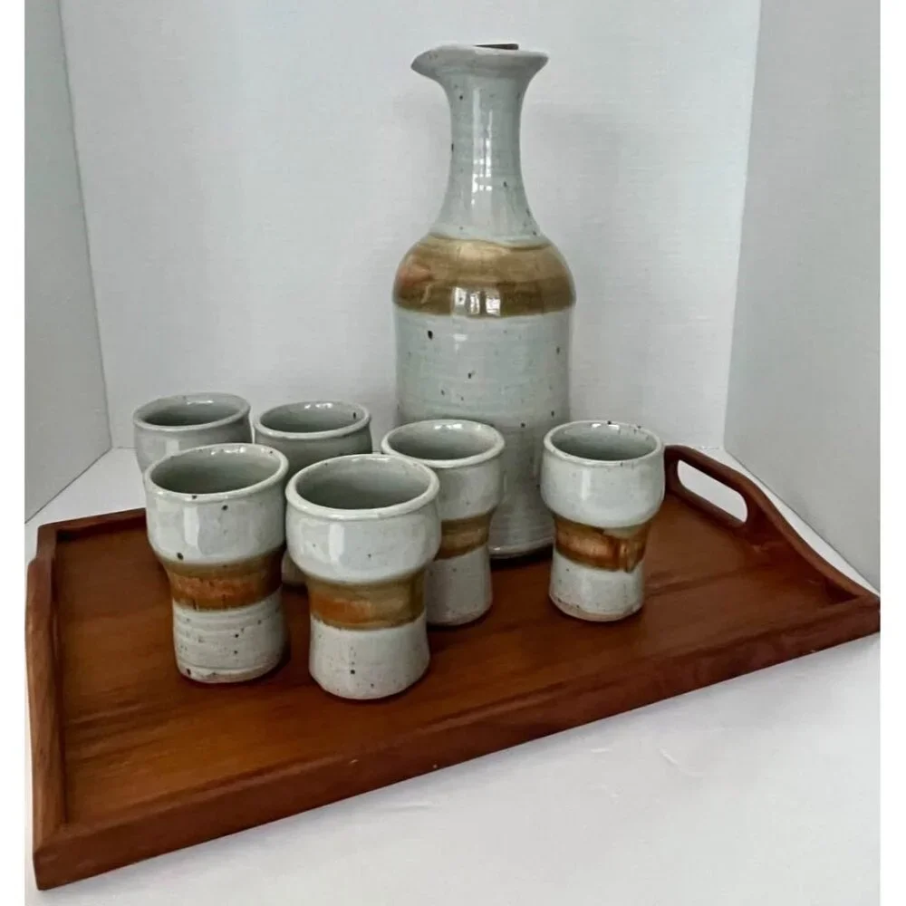 Vintage Charles Halling Studio Pottery Serving Set - 7 Pieces.1970s-1980s